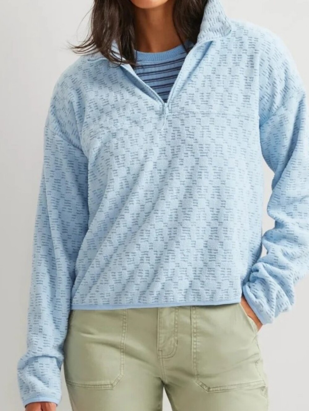 Eddie Bauer Quest Light Blue Women's Quarter-Zip Turtleneck Pullover Sweater